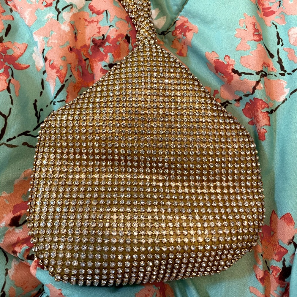 Gold rhinestone evening bag